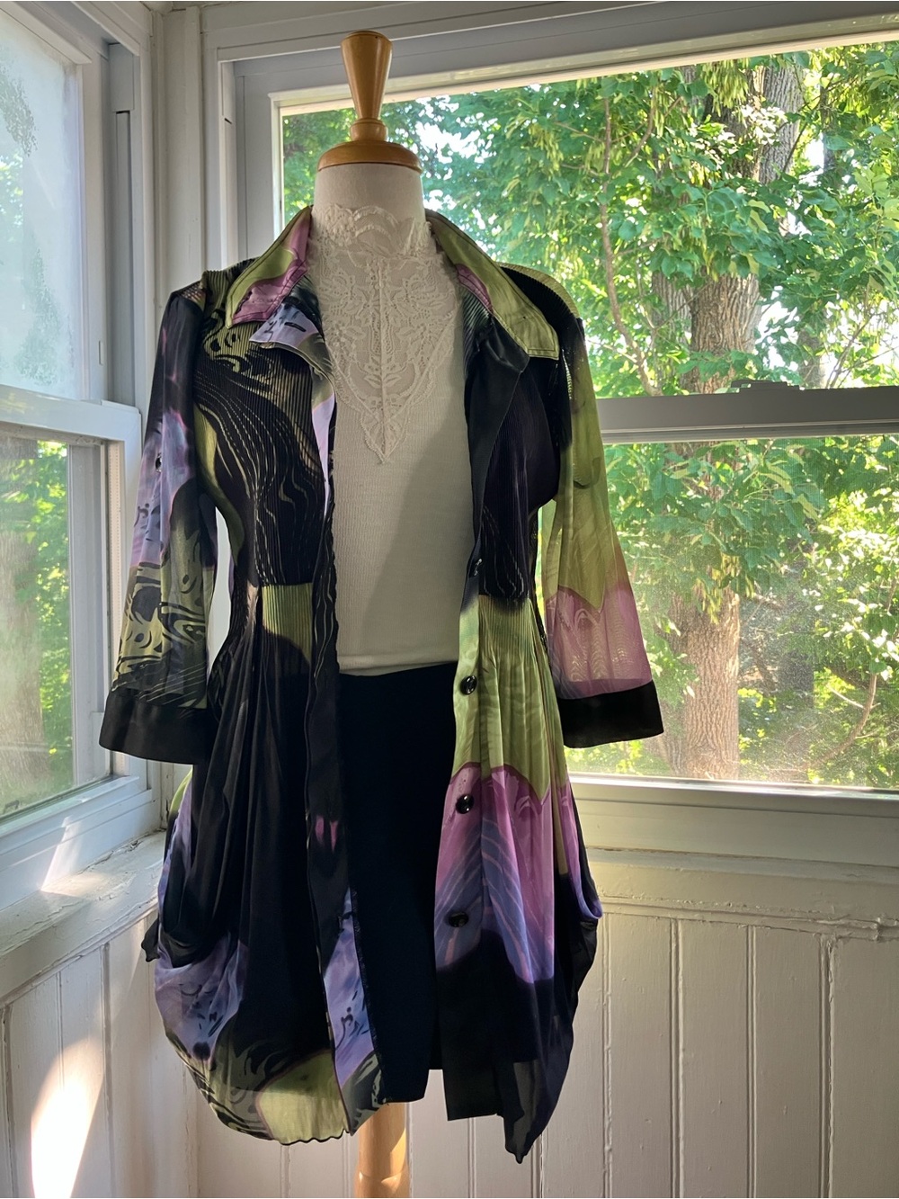 Vintage Y2K Multicolor Watercolor Button-Down Shirt Dress